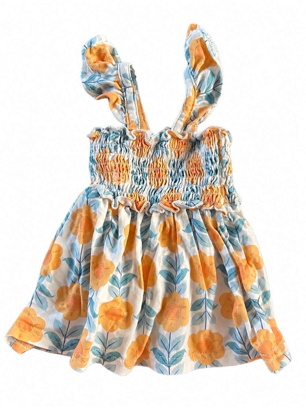 Milkberry Bamboo Floral Smocked Ruffle Dress 0-3M